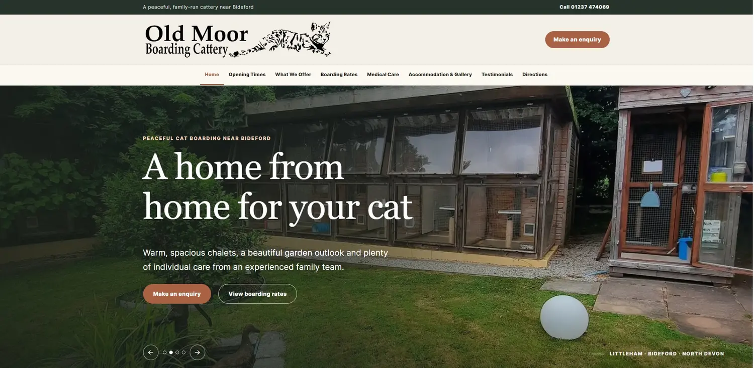 Old Moor Boarding Cattery website by GingerWeb