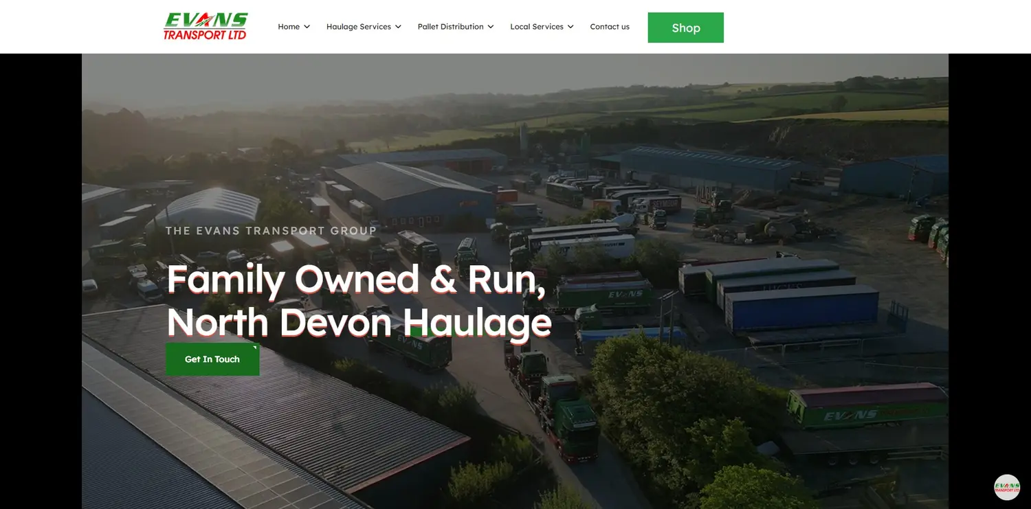 Evans Transport website by GingerWeb