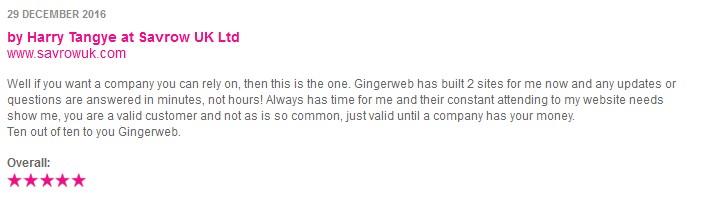 Review from Harry Tangye - Savrow UK Ltd